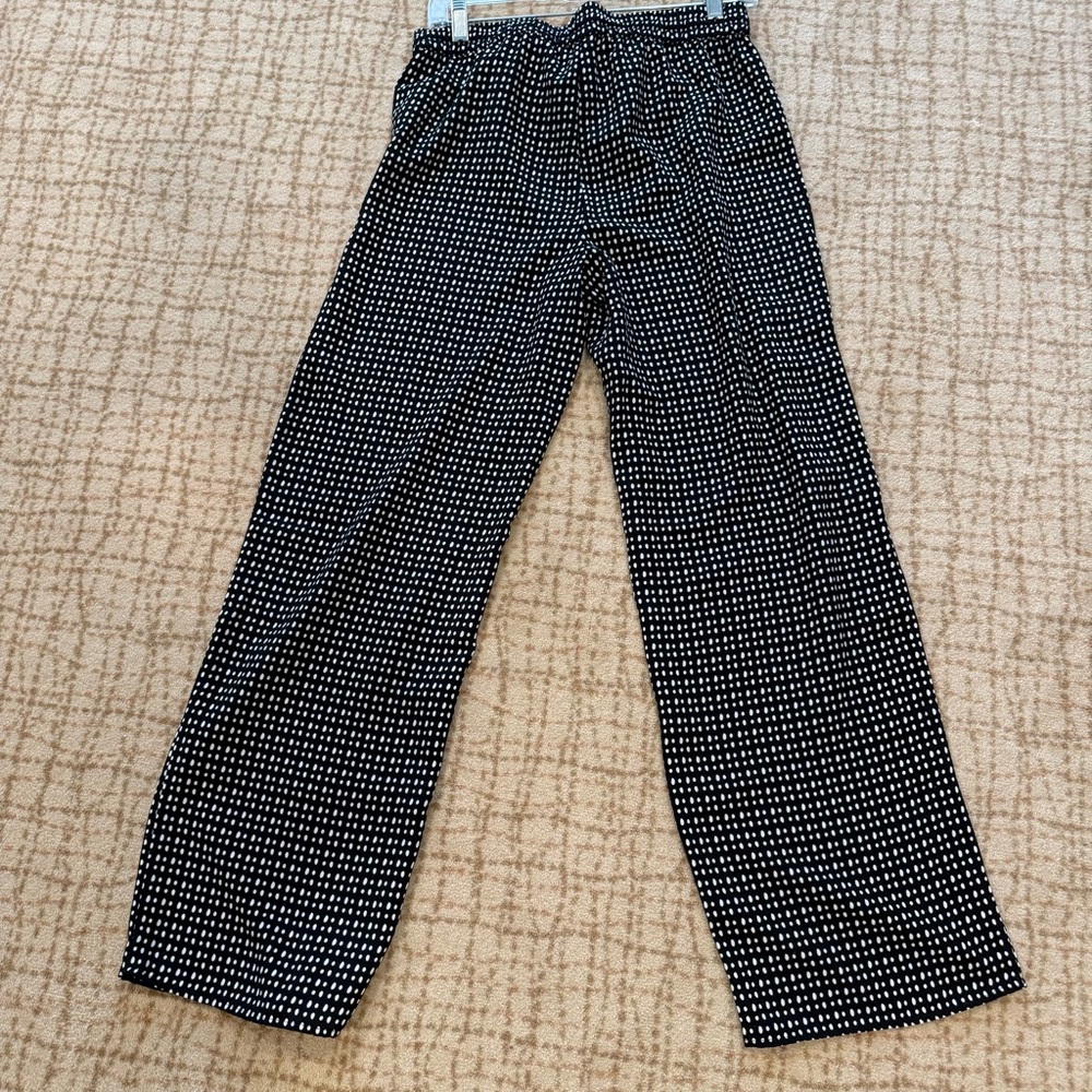 LOFT Black and White Patterned Wide Leg Pants